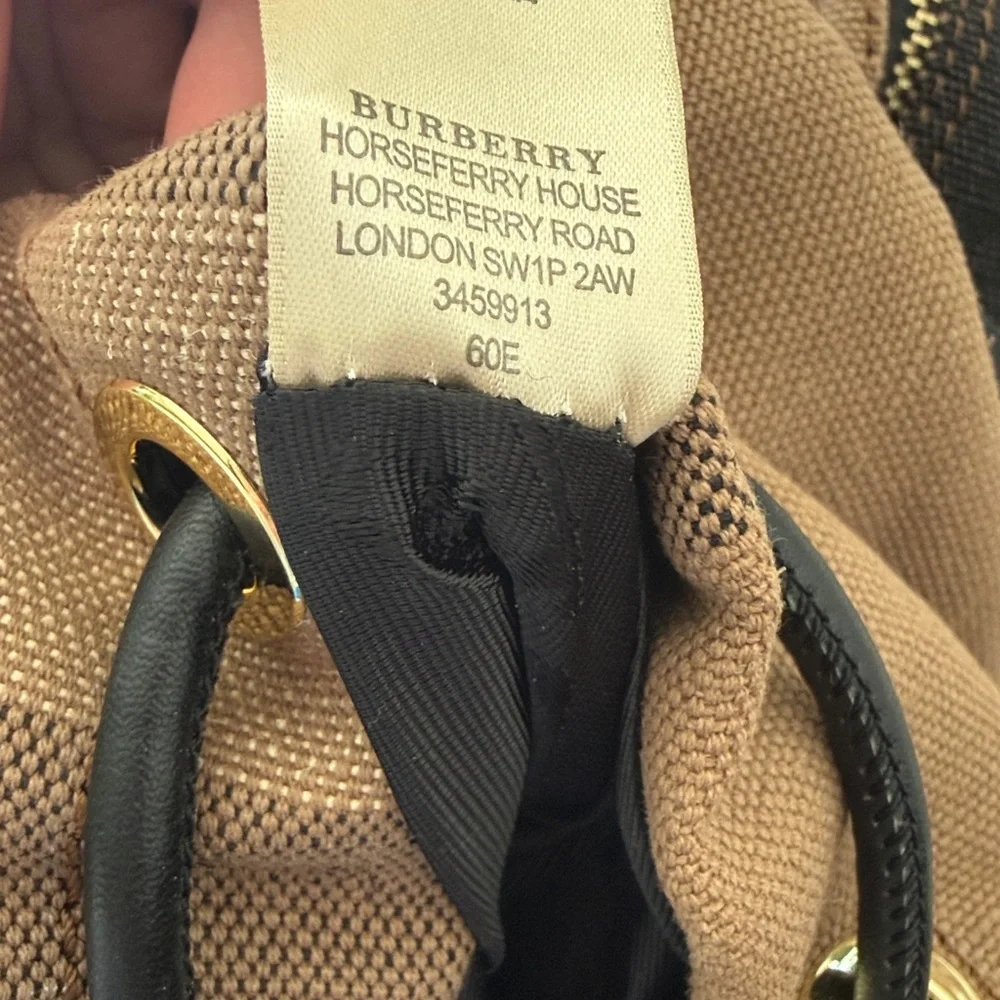 Burberry Brown Black and Red Canvas Drawstring Backpack